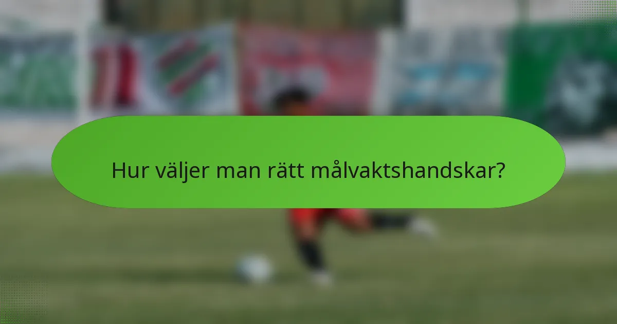 Hur väljer man rätt målvaktshandskar?