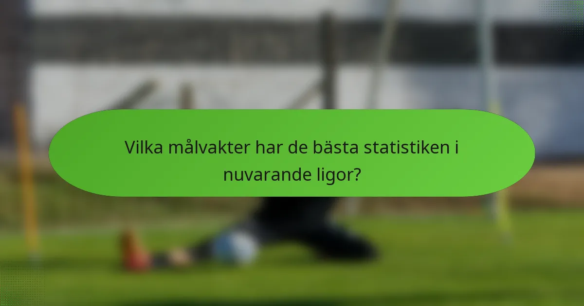Vilka målvakter har de bästa statistiken i nuvarande ligor?